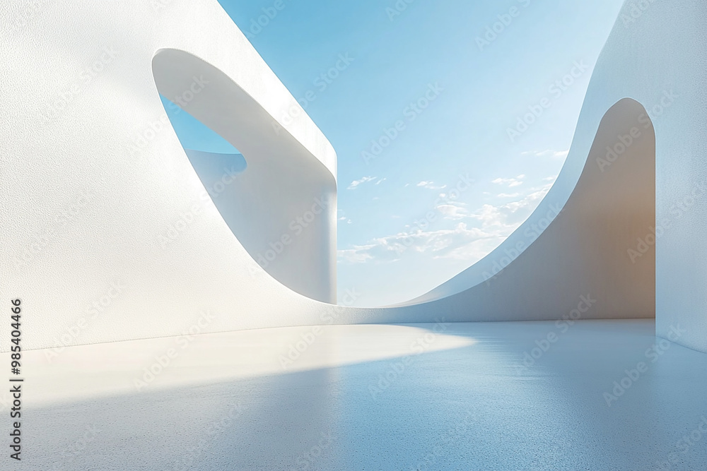 Abstract 3D rendering minimalist style architectural space scene Abstract 3D rendering minimalist style architectural space scene