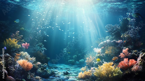 Vibrant coral reef underwater scene