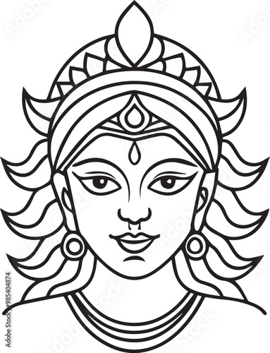 durga line art vector