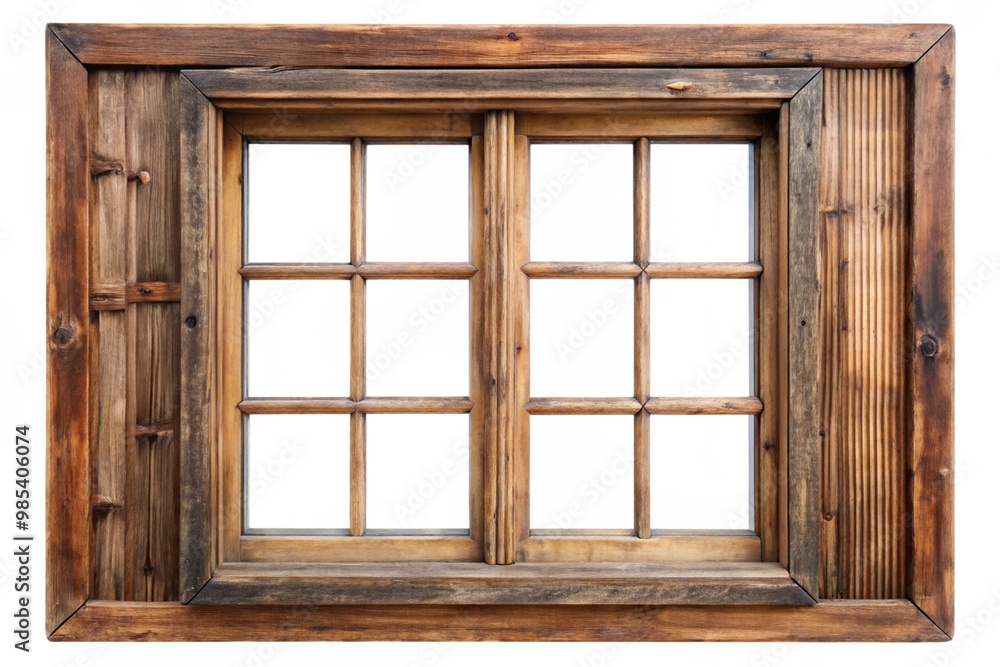 Obraz premium old window with shutters isolated on a white background PNG