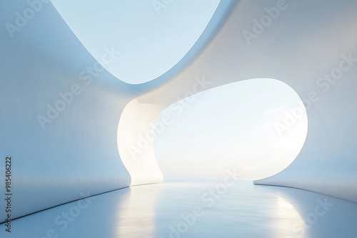 Abstract 3D rendering minimalist style architectural space scene