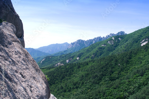 Subawi Rock with the backgound of Ulsan Rock at Seoraksan National Park near Goseong-gun, South Korea photo