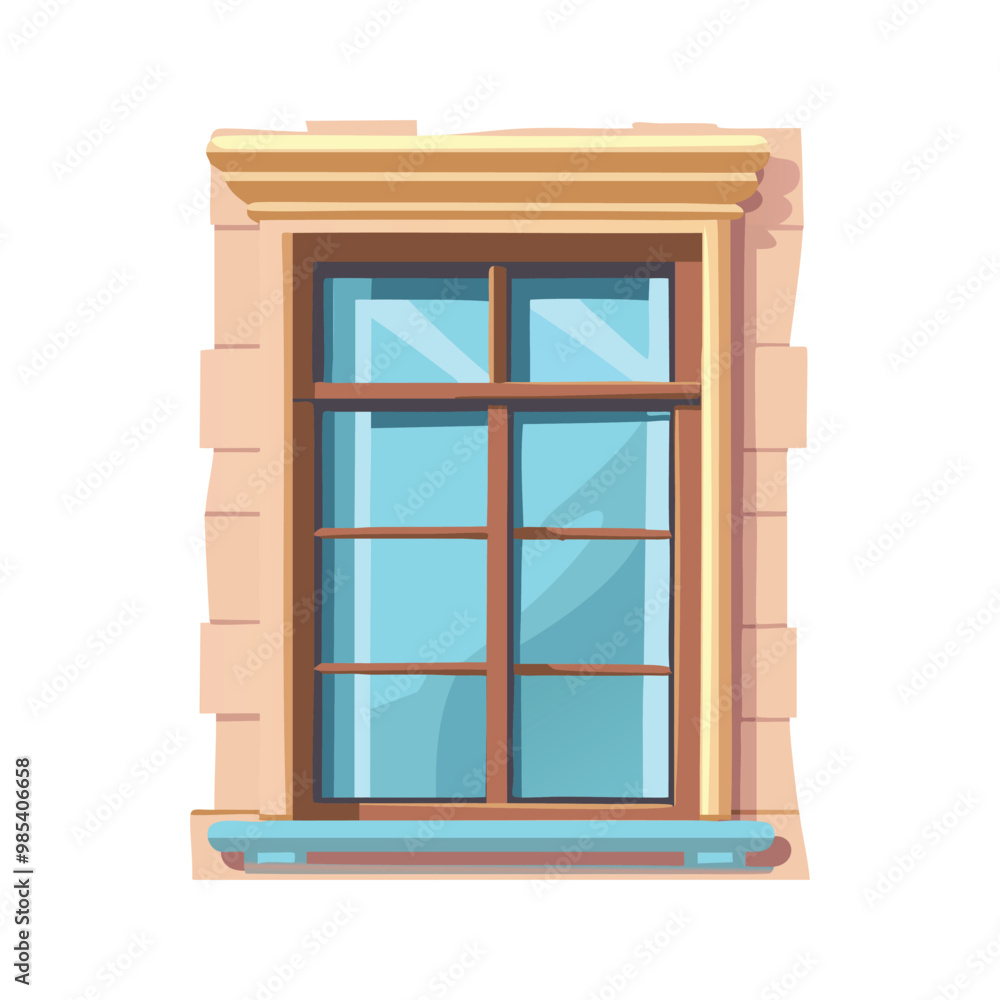 Obraz premium Living room Window vector illustration in flat style