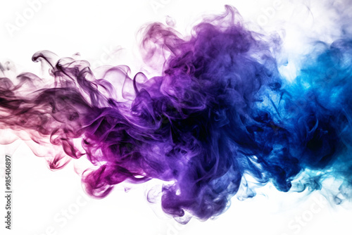 blue with purple smoke abstract on isolated background for your design 