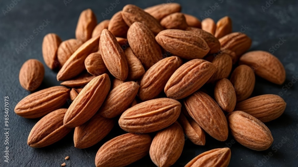 Fototapeta premium Nutty Delight A closeup of almonds in a pile