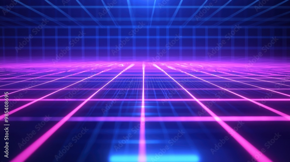 Sleek Metallic Neon Grid Background with Glowing Lines in Futuristic Design Sleek Metallic Neon Grid Background with Glowing Lines in Futuristic Design