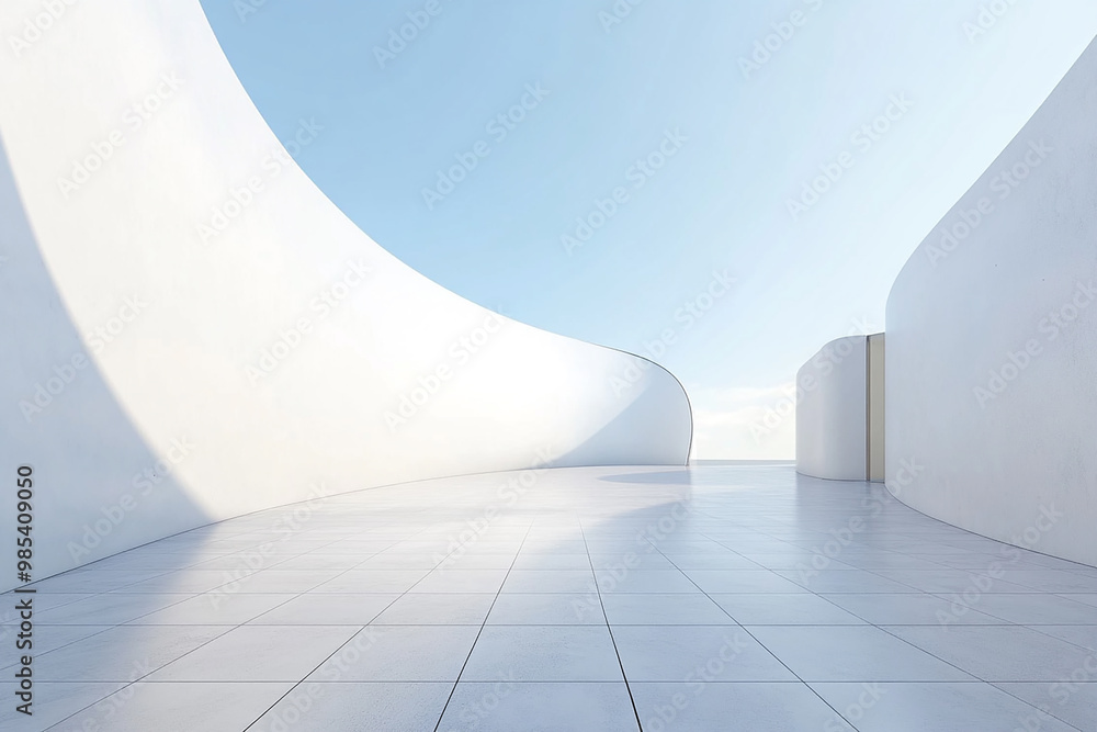 Obraz premium Abstract 3D rendering minimalist style architectural space scene