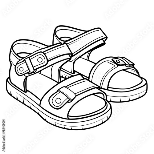 Vector outline of trendy strap sandals icon.