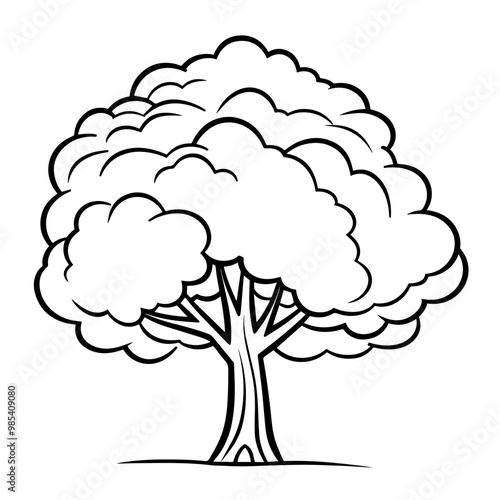 Elegant tree outline icon in vector format for nature designs.