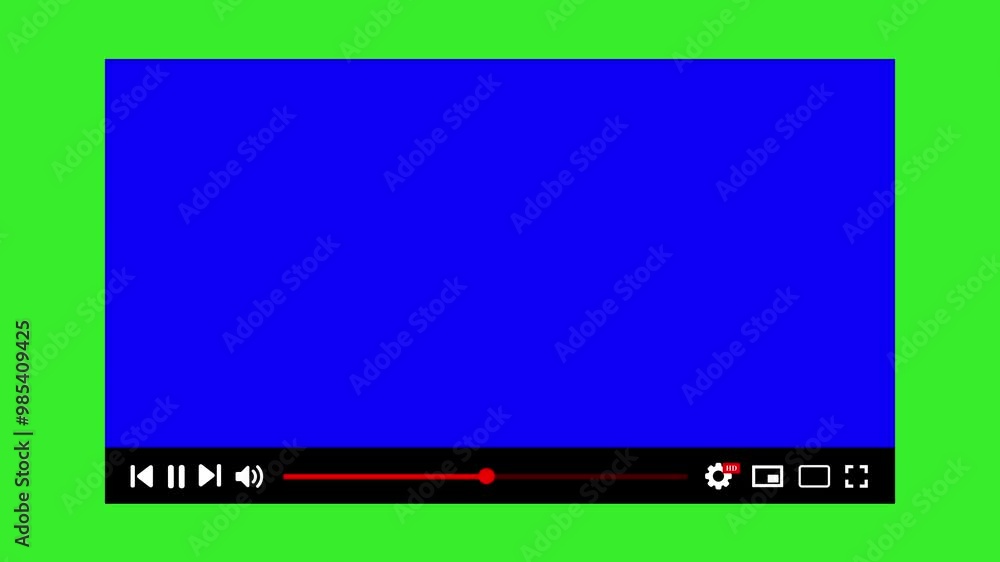 Video player playback interface, video screen grid overlay with timer and progress bar, transparent footage Video player playback interface, video screen grid overlay with timer and progress bar, transparent footage