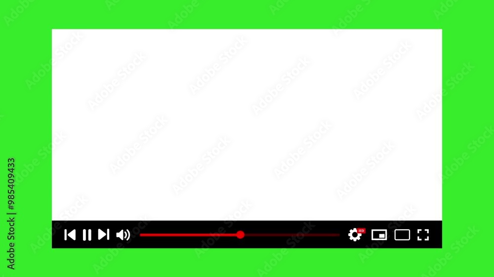 Video player playback interface, video screen grid overlay with timer and progress bar, transparent footage Video player playback interface, video screen grid overlay with timer and progress bar, transparent footage