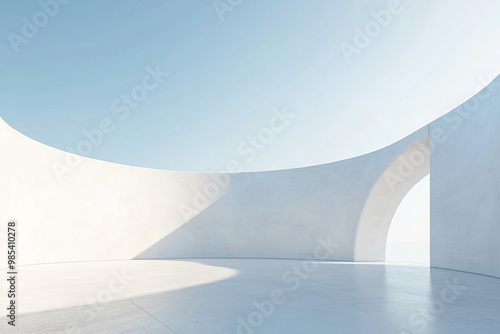 Abstract 3D rendering minimalist style architectural space scene