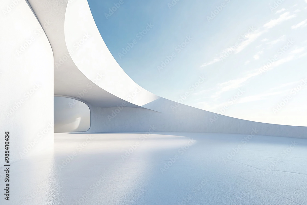 Abstract 3D rendering minimalist style architectural space scene Abstract 3D rendering minimalist style architectural space scene