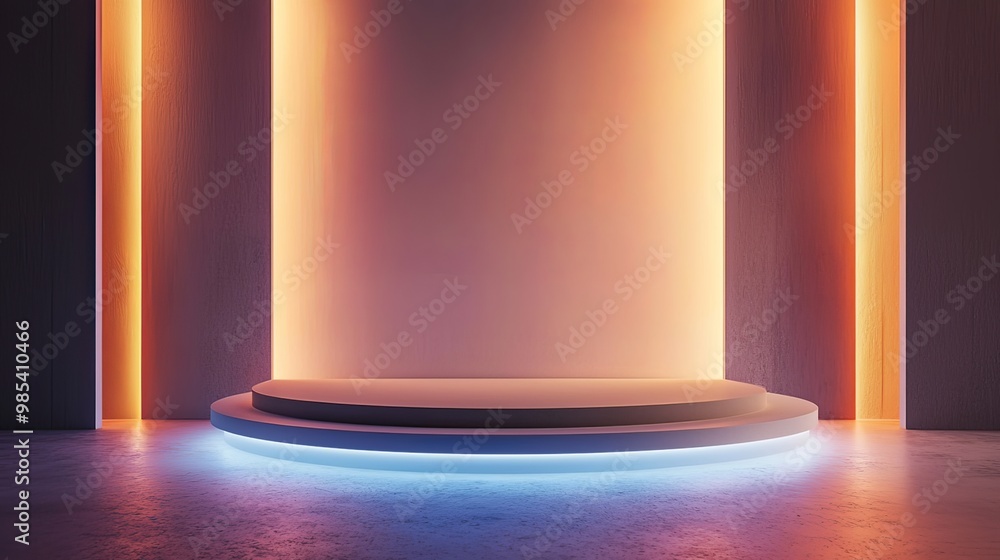 Minimalistic Podium Design with Soft Lighting in a Modern Studio Setting Minimalistic Podium Design with Soft Lighting in a Modern Studio Setting