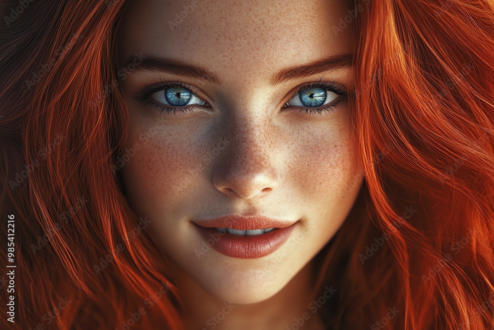 Portrait of a girl with red hair and blue eyes Portrait of a girl with red hair and blue eyes