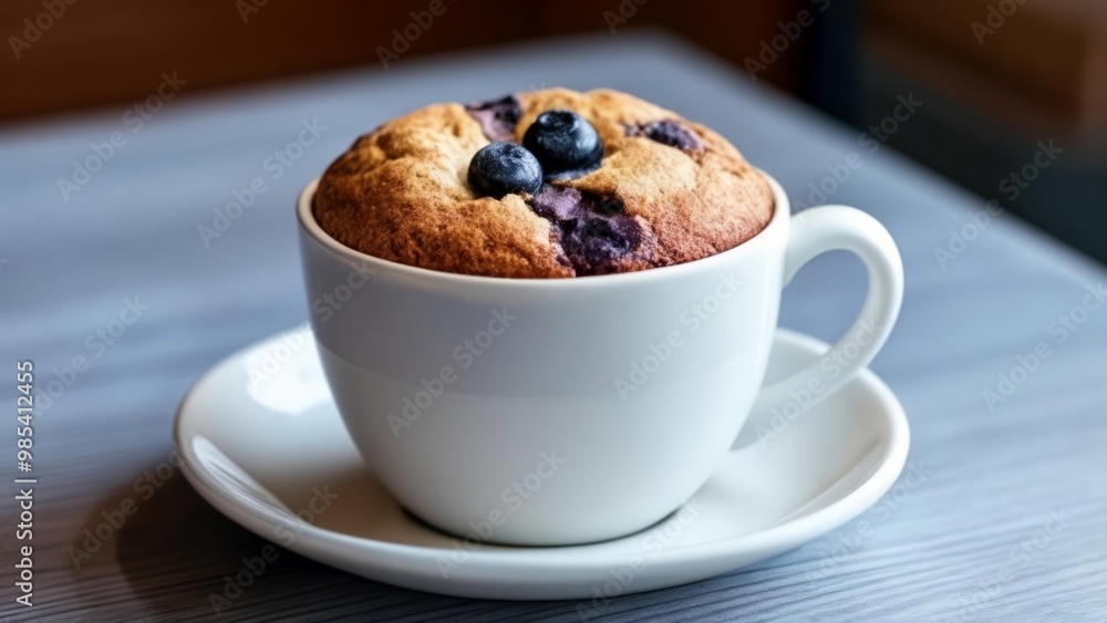 Delicious blueberry muffin in a cozy mug Delicious blueberry muffin in a cozy mug