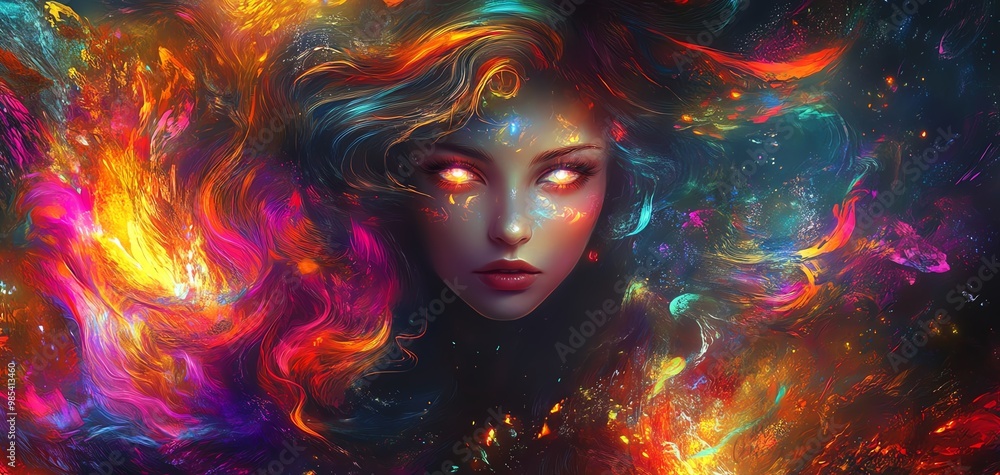 Fototapeta premium Abstract portrait with vibrant colors