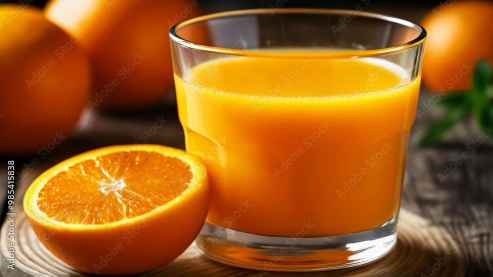 Freshly squeezed orange juice a healthy and refreshing start to the day Freshly squeezed orange juice a healthy and refreshing start to the day