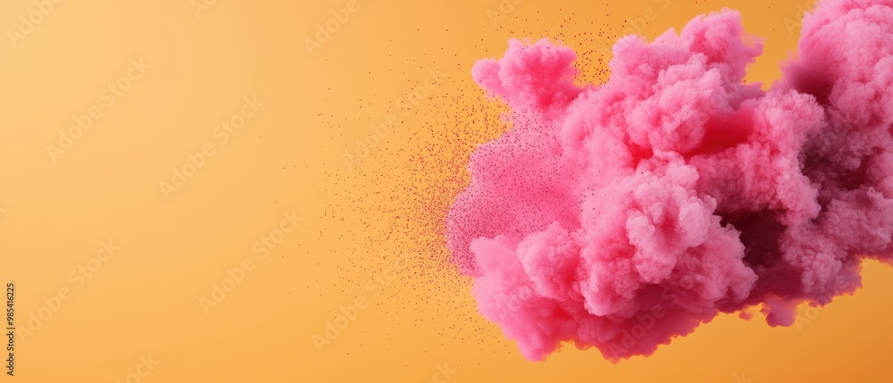 Fototapeta premium Vibrant Pink Smoke Cloud on Orange Background