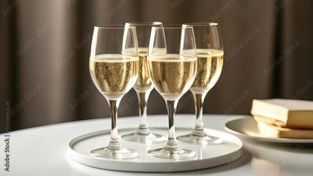 Elegant celebration with four glasses of champagne Elegant celebration with four glasses of champagne