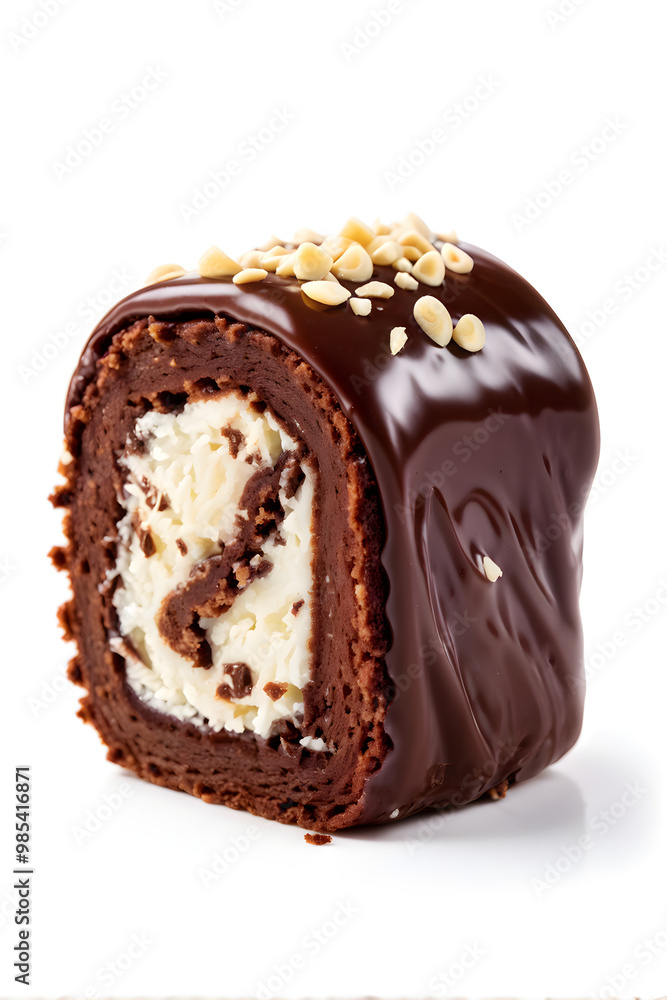 Chocolate roll isolated on the white background.
Chocolate roll isolated on the white background.