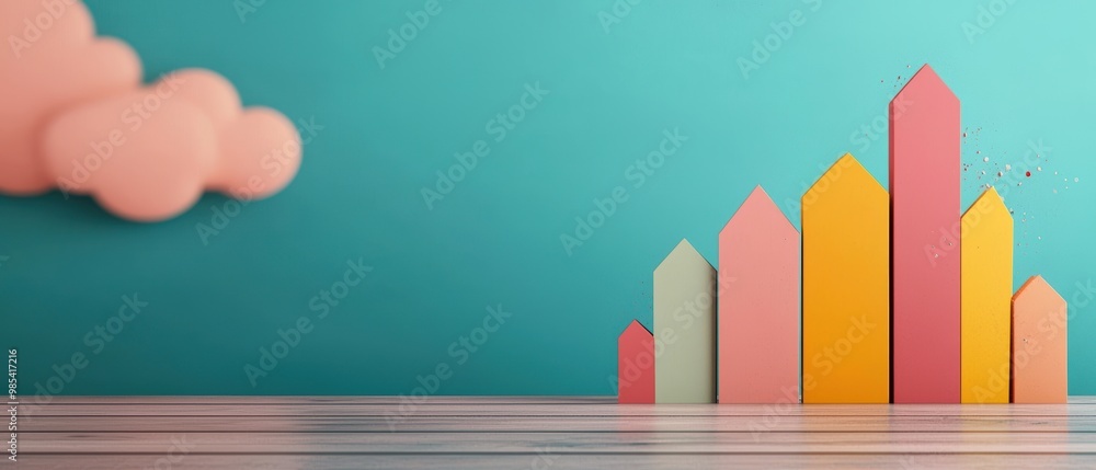 Obraz premium Colorful Geometric Shapes on a Blue Background