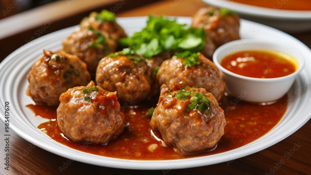 Delicious meatballs in a rich sauce ready to be savored Delicious meatballs in a rich sauce ready to be savored