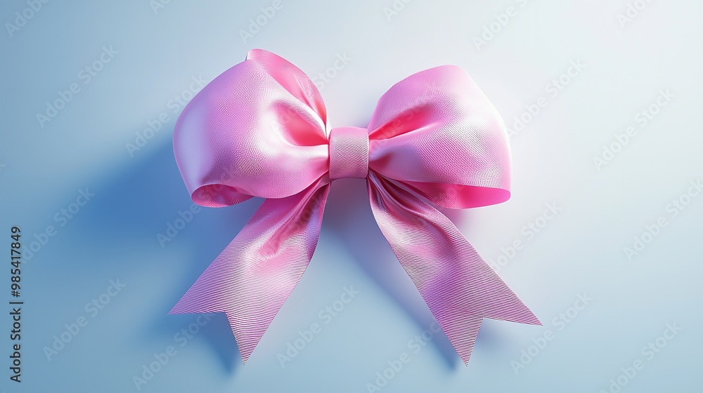 Pink satin ribbon bow on white background Pink satin ribbon bow on white background