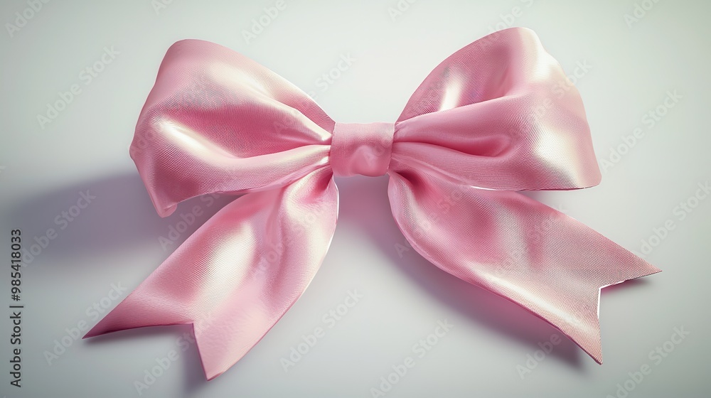 Pink satin ribbon bow on white background Pink satin ribbon bow on white background