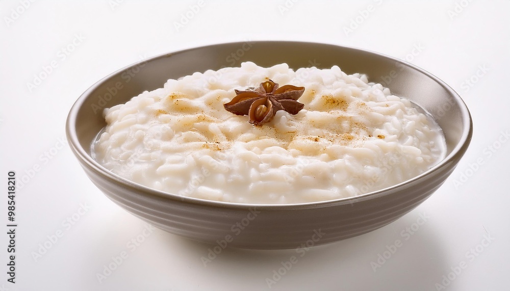 Spanish Food, Arroz con Leche on white background isolated. Spanish Food, Arroz con Leche on white background isolated.