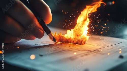 Torn business plan with burning edges, Risk, startup failure