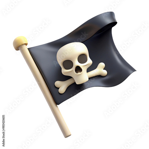 Pirate Flag 3d cartoon style illustration