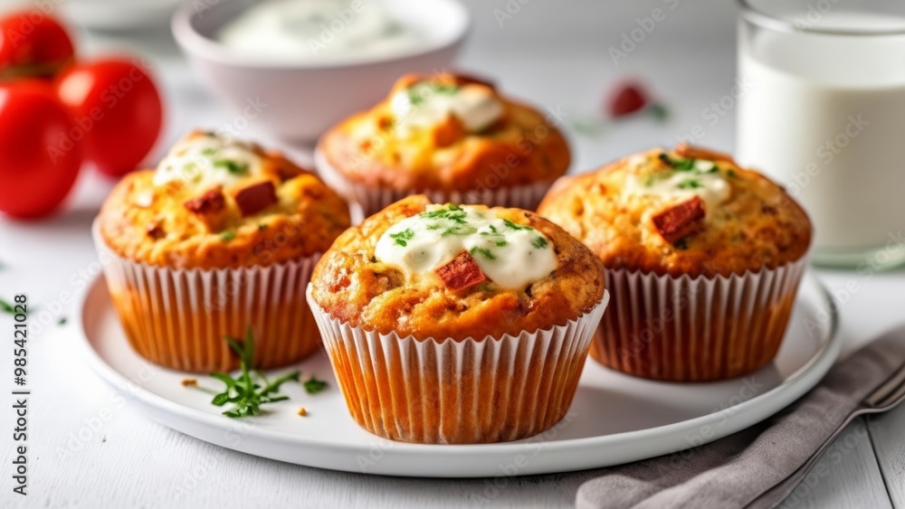 Deliciously baked muffins ready to be savored Deliciously baked muffins ready to be savored