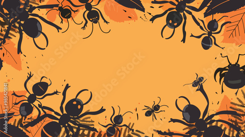  Flat lay Vector Illustration Halloween concept with ants, Happy Halloween