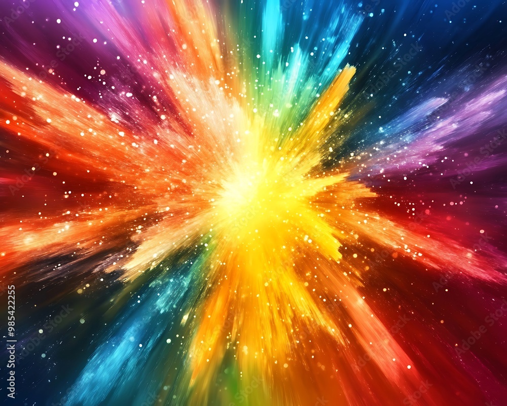 Bright explosion of light with vibrant colors , burst, illuminated Bright explosion of light with vibrant colors , burst, illuminated