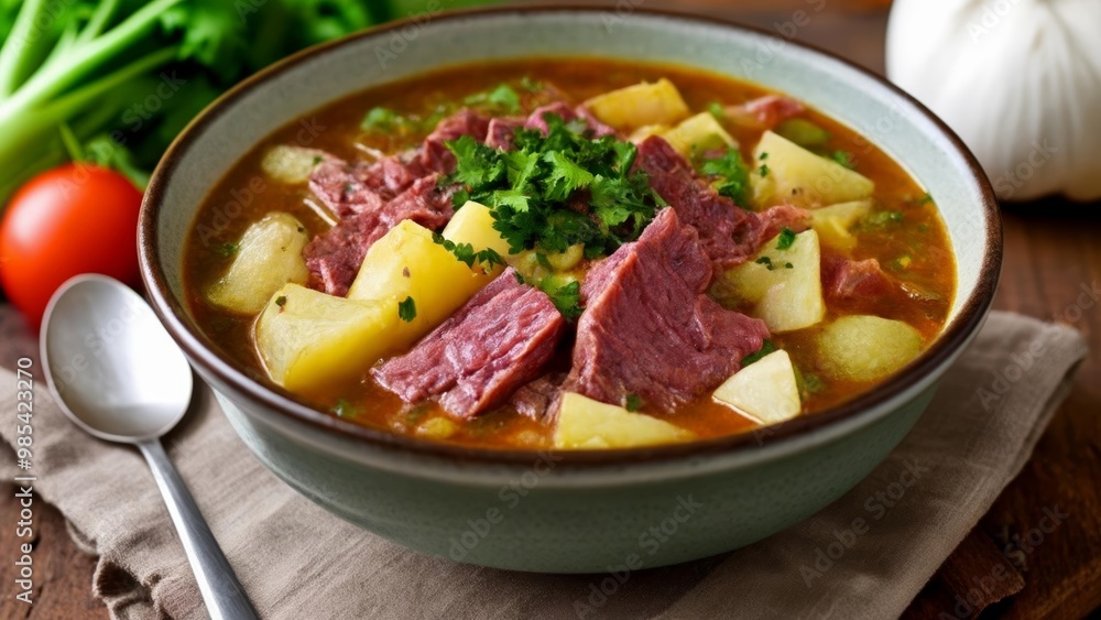 Warm up with a hearty bowl of beef stew Warm up with a hearty bowl of beef stew