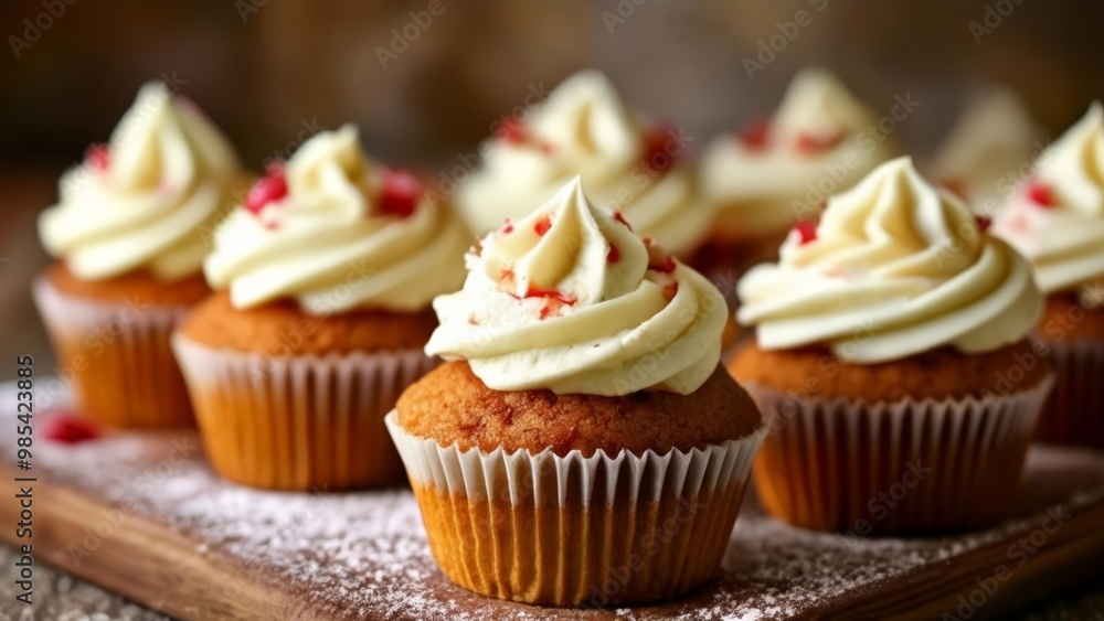 Deliciously frosted cupcakes ready to be enjoyed Deliciously frosted cupcakes ready to be enjoyed