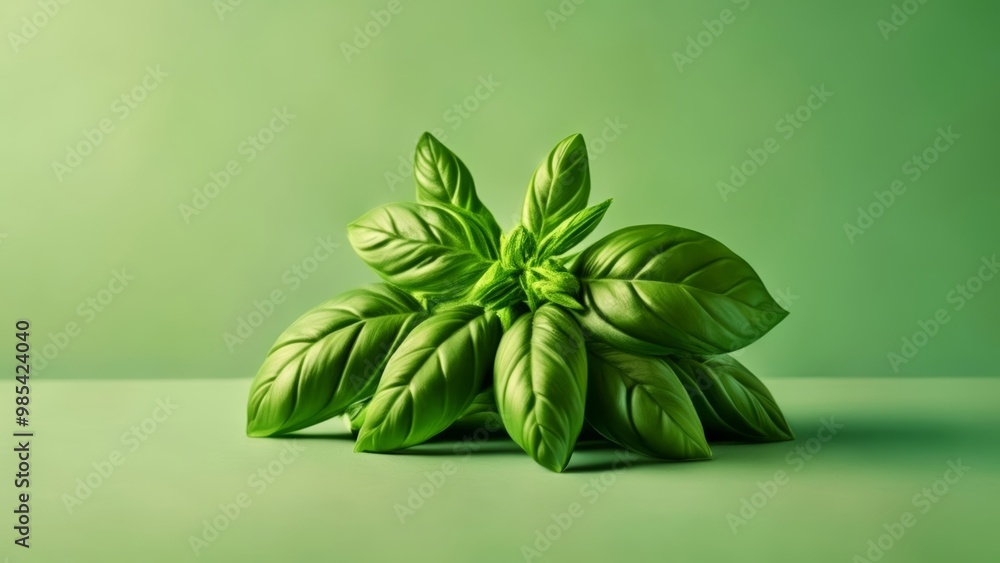 Fototapeta premium Fresh basil leaves vibrant green and ready to use