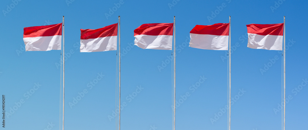 many of Indonesia Flag, Indonesian national flag waving on the flagpole many of Indonesia Flag, Indonesian national flag waving on the flagpole