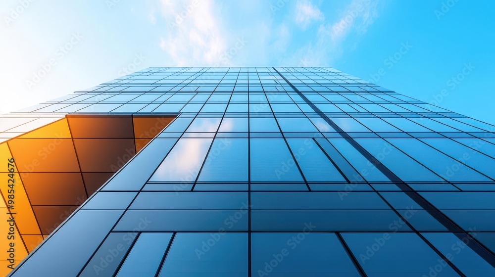 A stunning modern skyscraper reaching towards the sky, showcasing sleek glass architecture under a bright blue horizon. A stunning modern skyscraper reaching towards the sky, showcasing sleek glass architecture under a bright blue horizon.