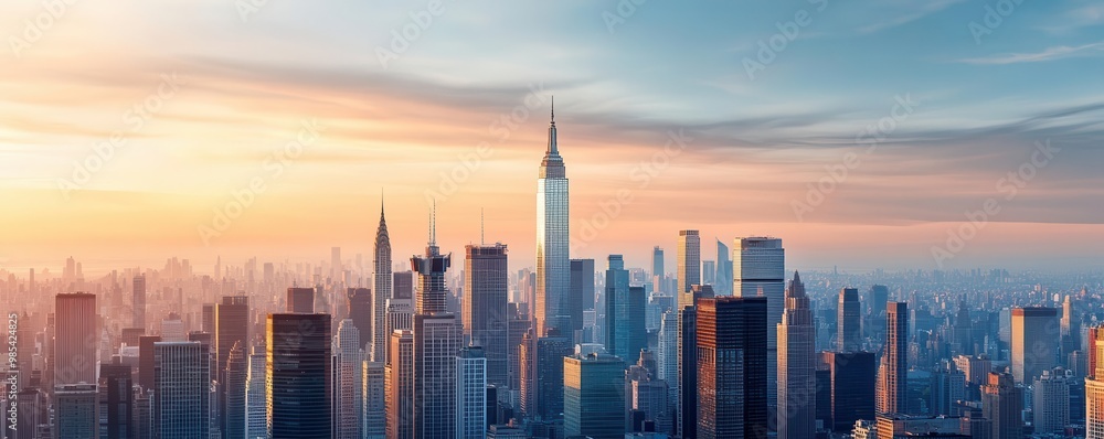 A stunning skyline view of skyscrapers at sunset, highlighting the iconic architecture and vibrant city atmosphere. A stunning skyline view of skyscrapers at sunset, highlighting the iconic architecture and vibrant city atmosphere.