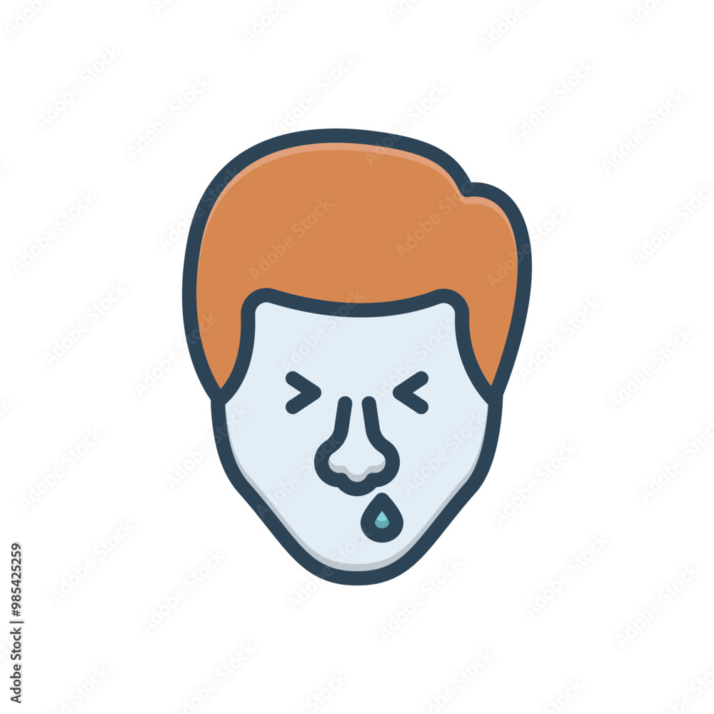 Fototapeta premium Color illustration icon for runny nose
