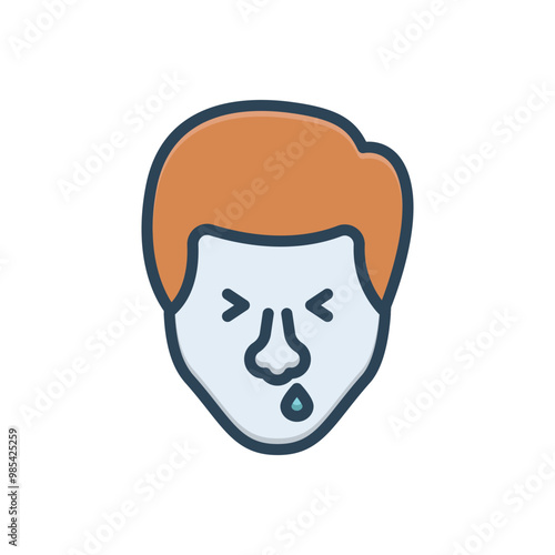 Color illustration icon for runny nose