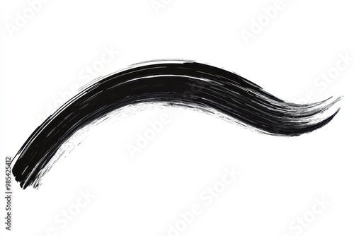 A bold black brushstroke creating a dynamic, artistic curve.