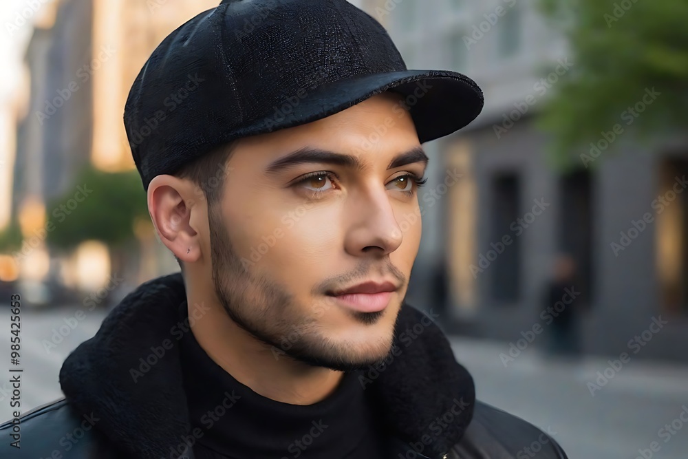 Stylish Young Man in Black Cap Stylish Young Man in Black Cap