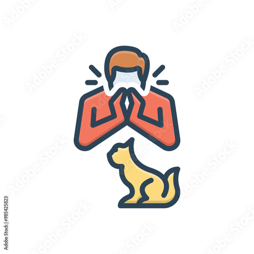 Color illustration icon for asthma
