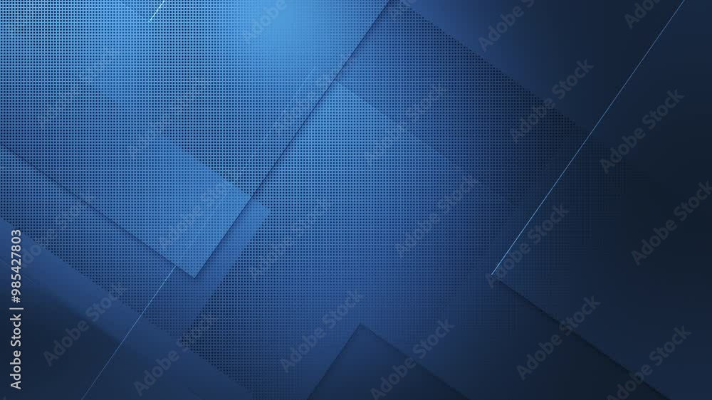 Modern square shapes motion design abstract corporate tech dark blue background. Seamless loop. 4K