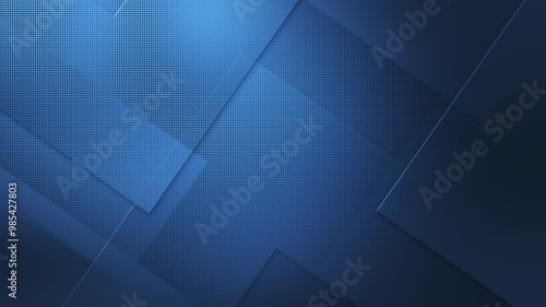 Modern square shapes motion design abstract corporate tech dark blue background. Seamless loop. 4K