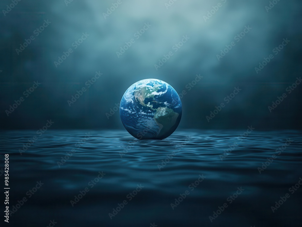Abstract Earth covered in rippling water, blending nature with planetary imagery, highdetail texture, vivid blues, digital surrealism Abstract Earth covered in rippling water, blending nature with planetary imagery, highdetail texture, vivid blues, digital surrealism