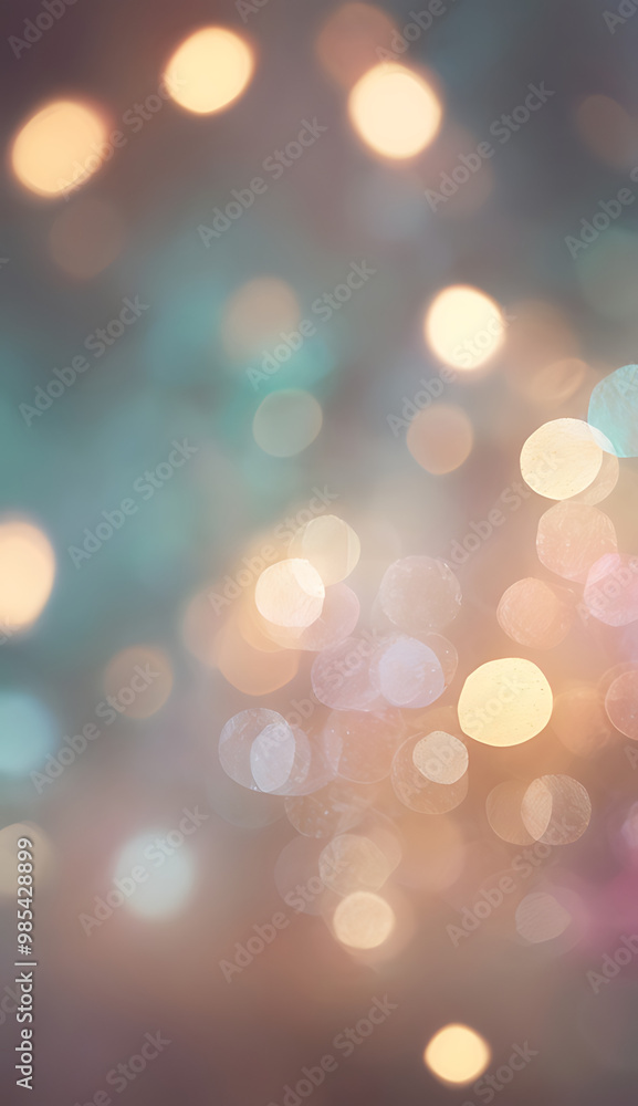 Fototapeta premium A soft blurred background featuring pastel-colored bokeh lights, creating a dreamy and soft-focus effect for a mobile wallpaper